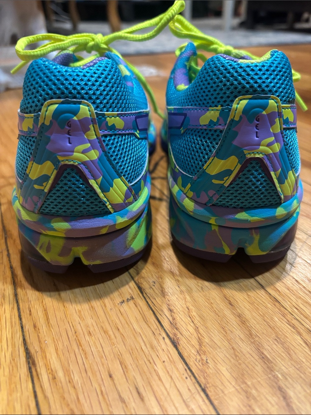 Asics Teal and Neon Yellow Women's Running Sneakers - Picture 5 of 11